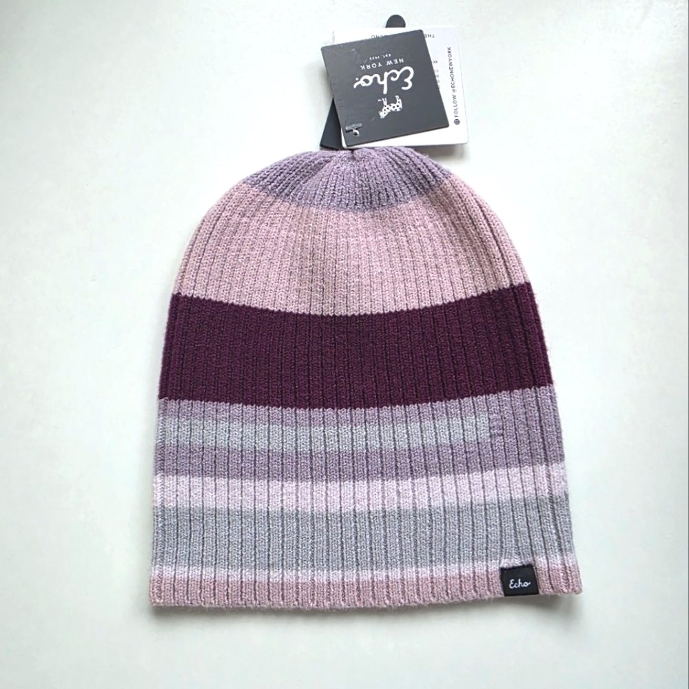Echo Multicolor Ribbed Knit Beanie Hat New